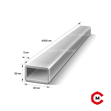 Труба прямоугольная оцинкованная 60х30х3
