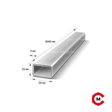 Труба прямоугольная оцинкованная 50х25х3