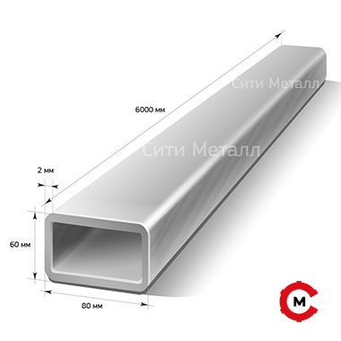 Труба прямоугольная оцинкованная 80х60х2